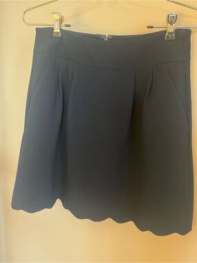 LOFT Navy Blue Scallop-Hem A-Line Skirt